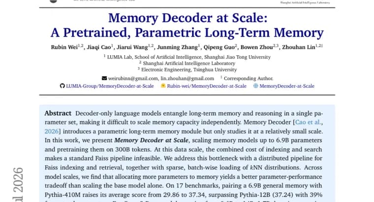 Memory Decoder scales parametric memory to 6.9B parameters