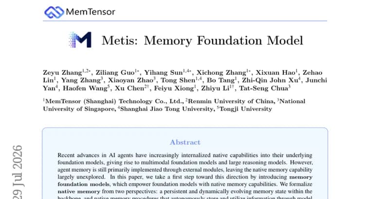 Metis debuts as the first memory foundation model