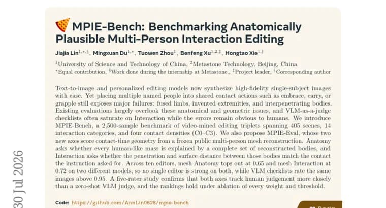MPIE-Bench exposes anatomy errors that VLM judges miss in group photo edits