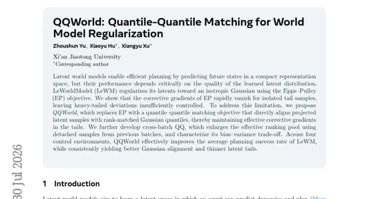 QQWorld fixes a vanishing-gradient flaw in world model regularization