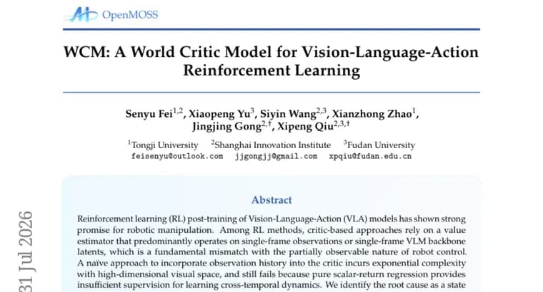 WCM adds world modeling to robot-manipulation critic models