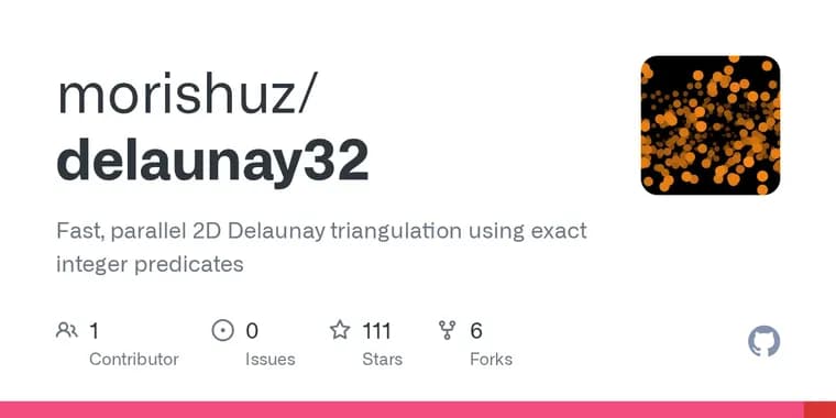 Delaunay32 claims over 10x faster exact 2D triangulation