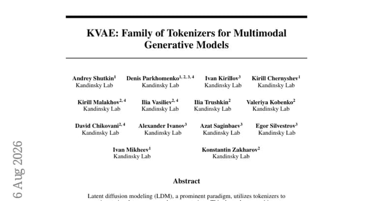 KVAE tokenizers released for audio, image and video generation
