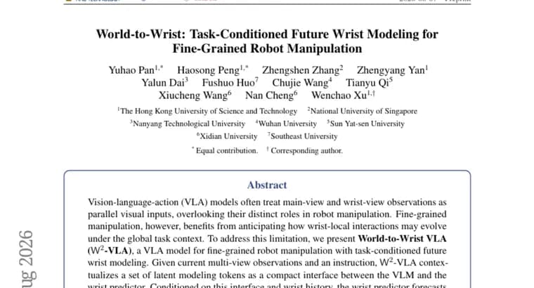 W2-VLA predicts future wrist views for finer robot grasping