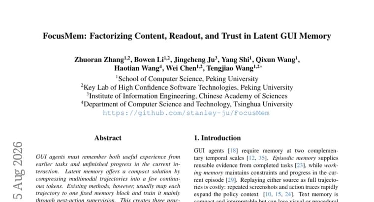 FocusMem separates content, readout and trust in GUI-agent memory