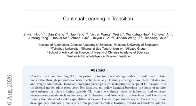 Survey argues continual learning is shifting from weight tweaks to system-level adaptation