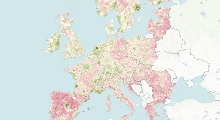 Half of Europe's towns and villages have fewer residents than 60 years ago