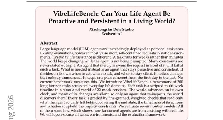VibeLifeBench benchmark finds AI agents fail at multi-week life tasks