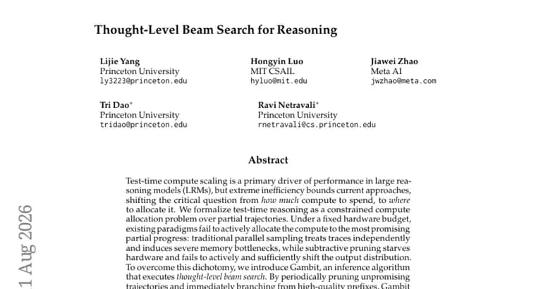 Gambit inference algorithm boosts reasoning accuracy with thought-level beam search