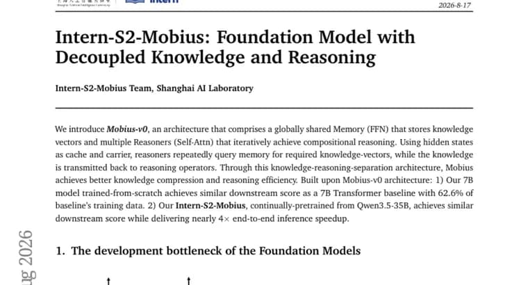 Mobius-v0 decouples knowledge and reasoning for 4x faster inference