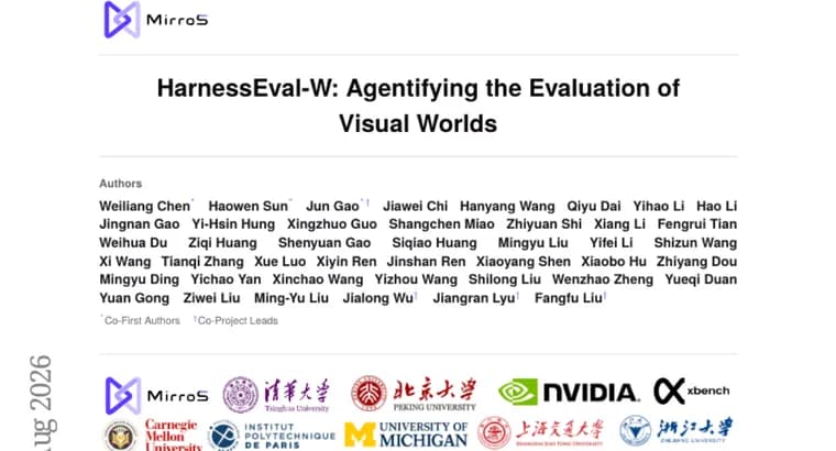 HarnessEval-W judges world models with sub-agents, not a single score