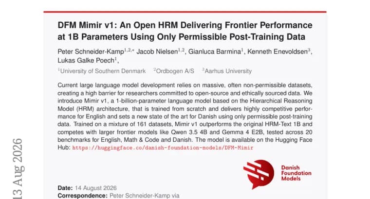 Mimir v1 matches larger models at 1B parameters using only permissible post-training data