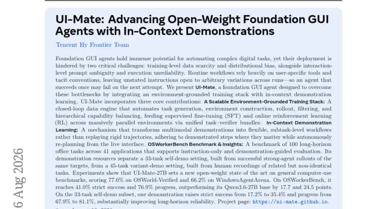 UI-Mate-27B tops open-weight GUI agents with 77% OSWorld score