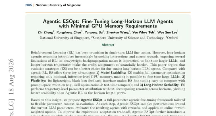 Agentic ESOpt trains long-horizon LLM agents without backpropagation