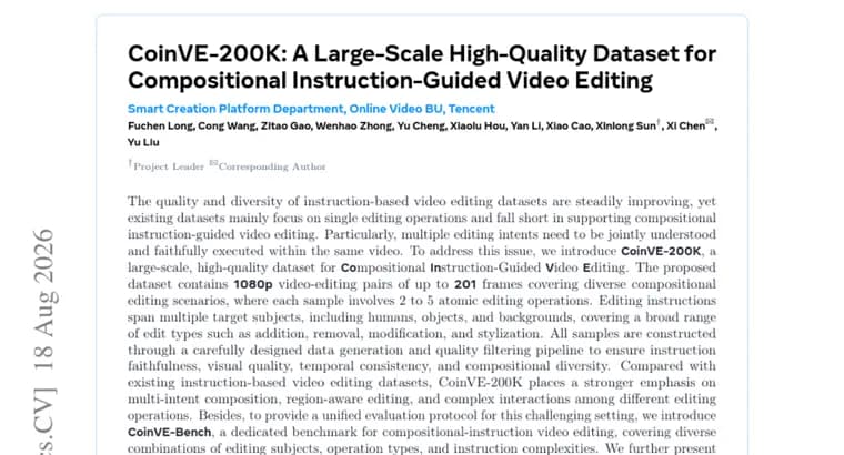 CoinVE-200K dataset debuts for compositional video editing