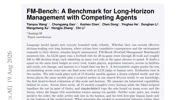 FM-Bench tests AI agents as 20-year football club managers