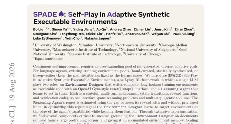 SPADE trains an LLM to design and learn from its own environments