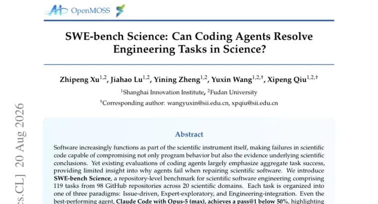SWE-bench Science finds top coding agent scores below 50% on science tasks