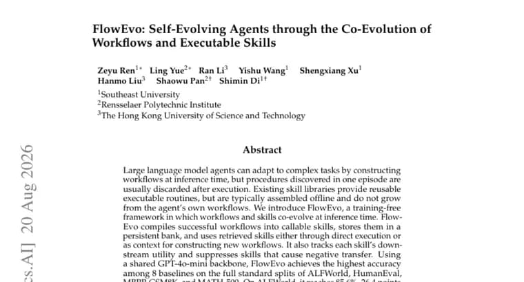 FlowEvo co-evolves LLM agents' workflows and reusable skills