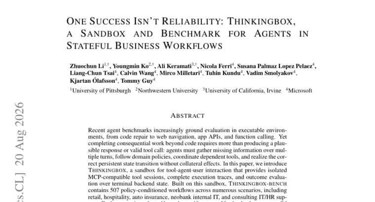 Thinkingbox benchmark: top AI agent reliable only 25% of the time