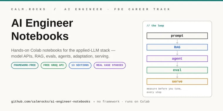 AI Engineer Notebooks teaches applied LLM skills without frameworks