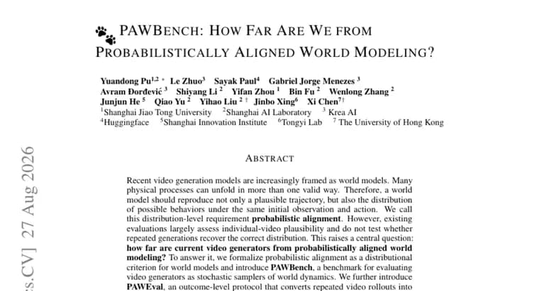 PAWBench exposes a probability gap in video world models