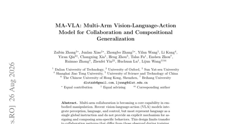 MA-VLA assigns per-arm actions to fix multi-robot coordination