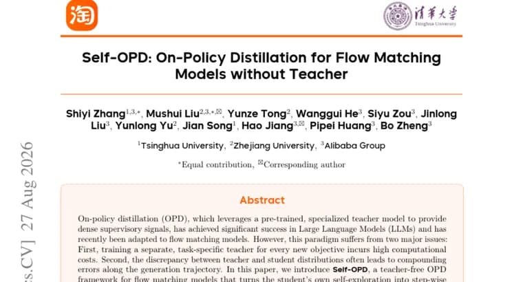 Self-OPD trains flow matching models with no teacher network