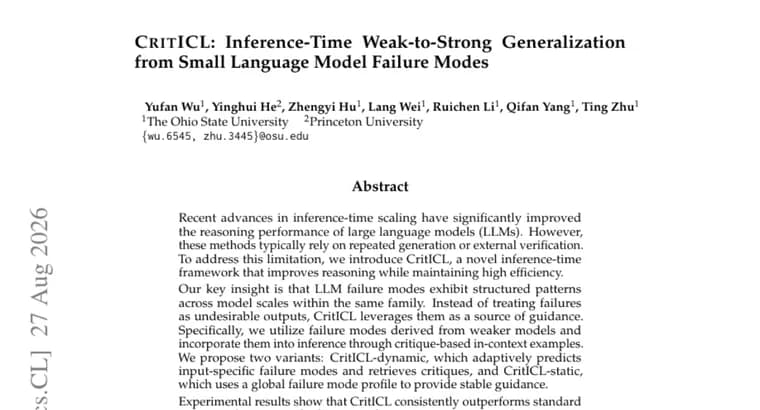 CritICL turns weaker models' failures into stronger LLM reasoning