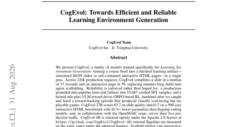 CogEvol open-sources a 4B model that generates course slides and interactive lessons