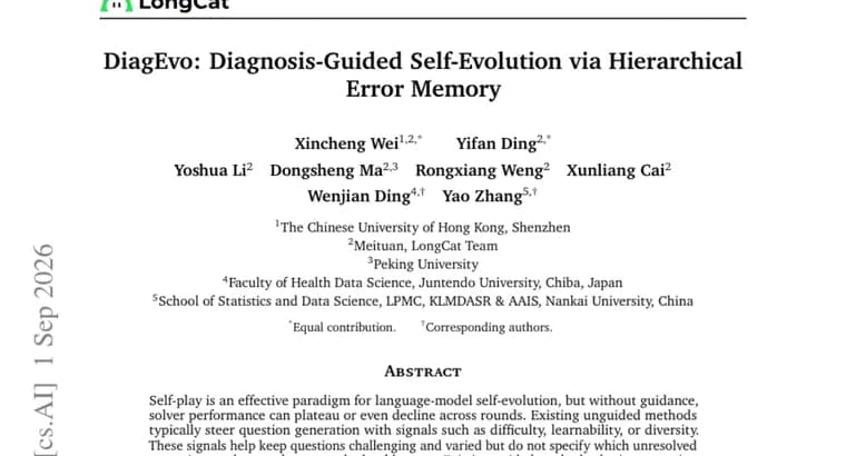 DiagEvo turns solver failure history into a self-play curriculum
