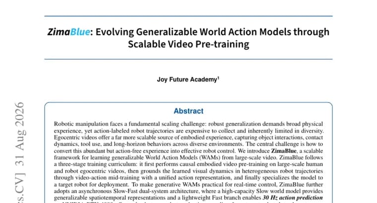 ZimaBlue turns egocentric video into robot skills, hits 78% success