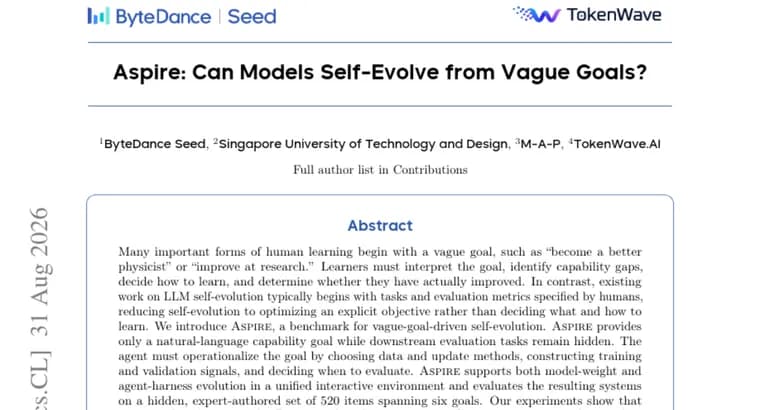 ASPIRE benchmark finds AI agents struggle to self-evolve from vague goals