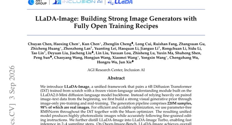 LLaDA-Image tops Qwen-Image-Bench among open-source models, releases training recipes