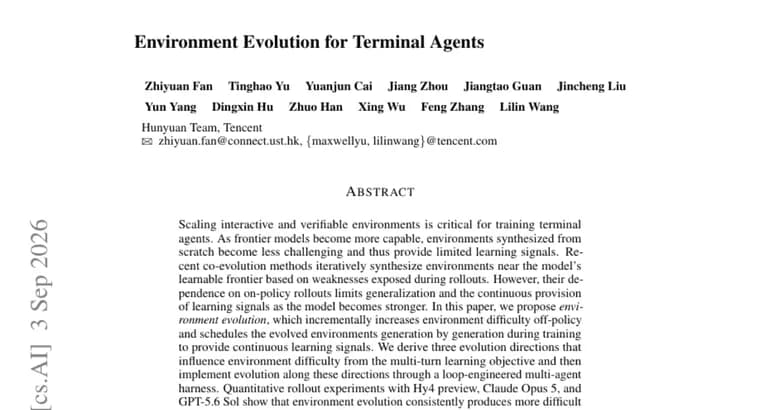 Environment evolution lifts Qwen3.6 terminal-agent scores by up to 18 percentage points