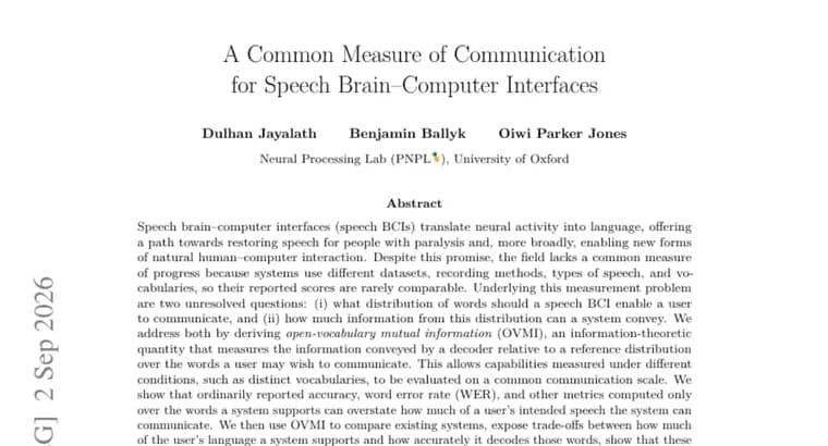 Researchers propose OVMI to standardize speech BCI comparisons