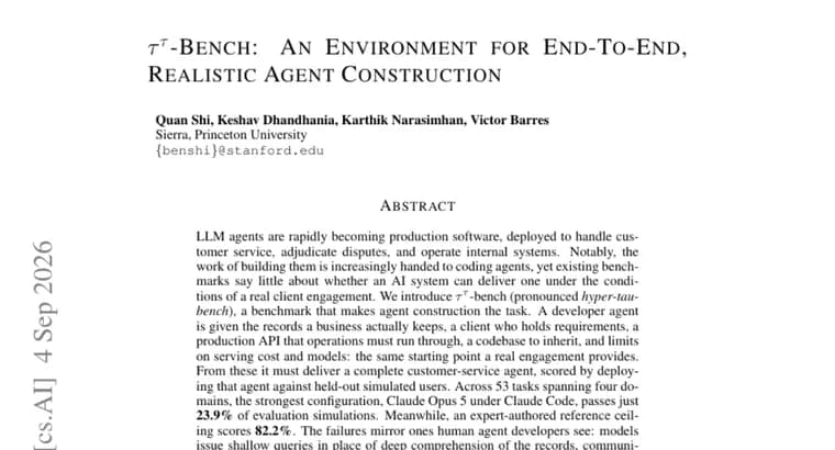 New benchmark: Claude Opus 5 tops out at 23.9% on building real agents