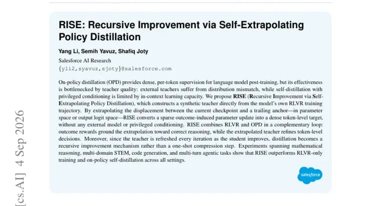 RISE recursively distills an LLM's own training into a teacher