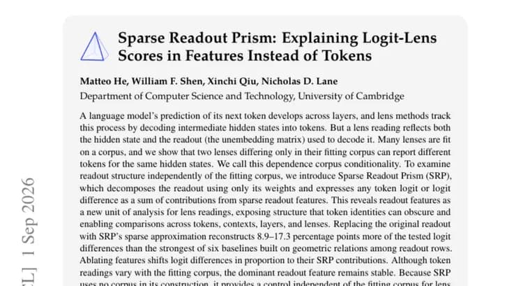 Sparse Readout Prism decomposes readouts into sparse features