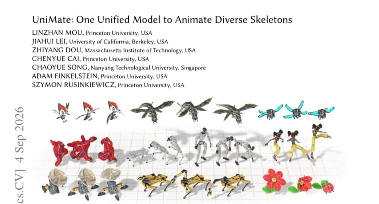 UniMate animates any rigged skeleton with one diffusion model