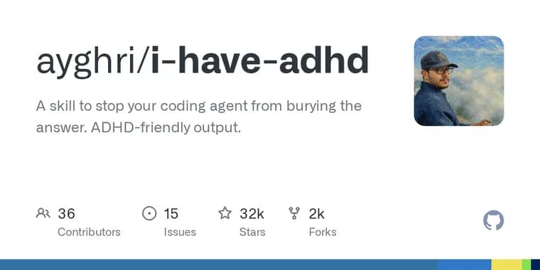 i-have-adhd skill stops coding agents from burying the answer
