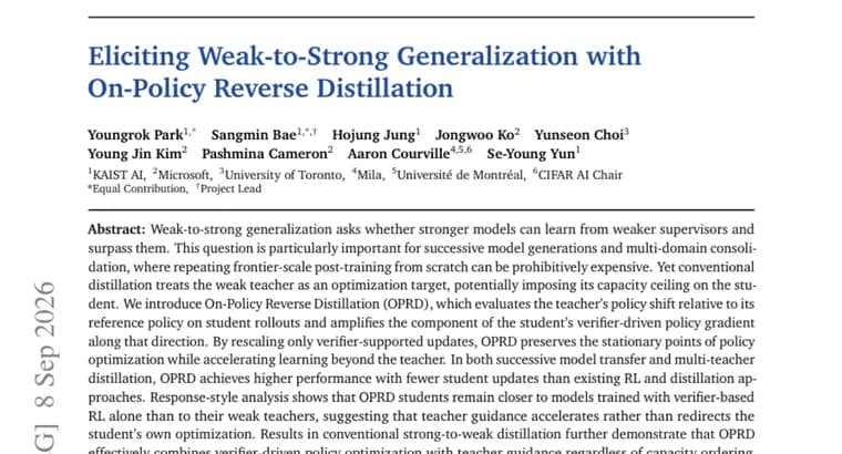 On-Policy Reverse Distillation lets student models outgrow weak teachers