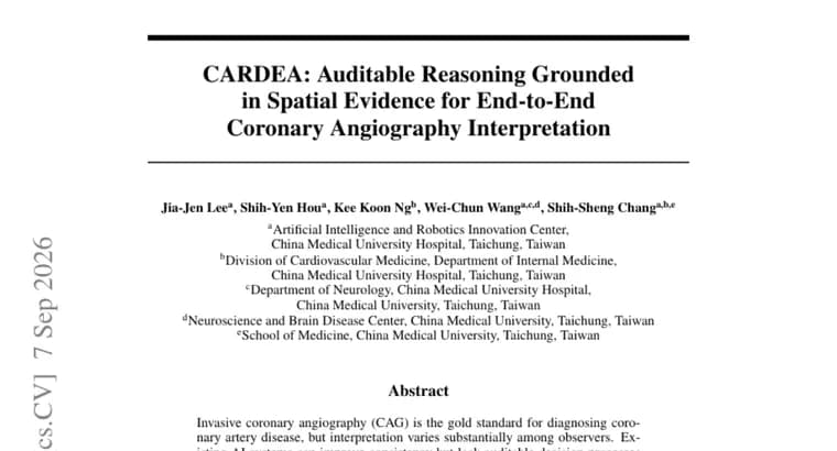CARDEA vision-language model adds auditable reasoning to coronary angiography