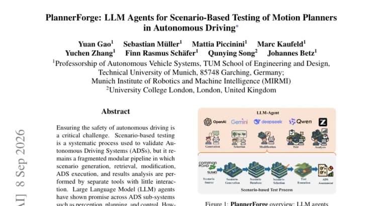 PlannerForge automates scenario-based testing for autonomous driving systems
