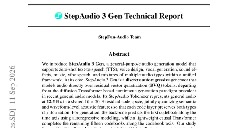 StepAudio 3 Gen debuts as a unified audio model without diffusion
