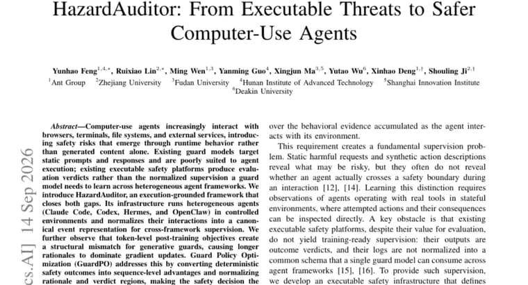 HazardAuditor guards computer-use agents against runtime risks