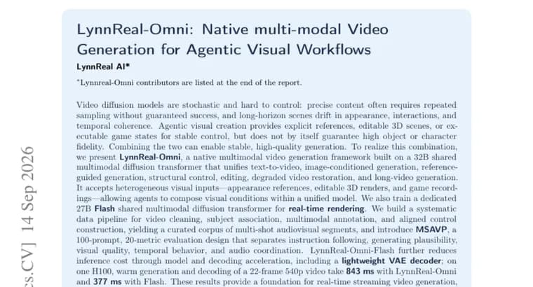 LynnReal-Omni unifies video generation for agentic visual workflows