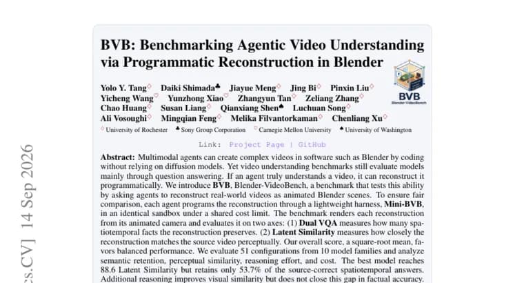 New BVB benchmark tests video understanding via Blender rebuilds