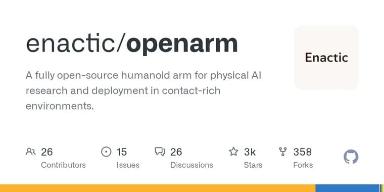 OpenArm ships as $6,500 open-source 7DOF humanoid arm