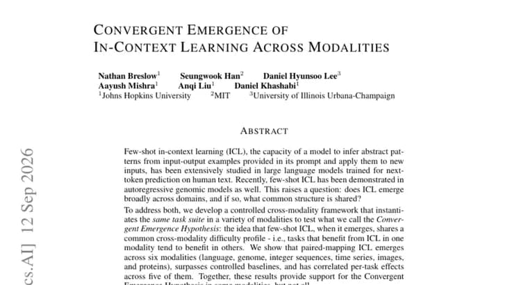 Study finds in-context learning emerges across six modalities